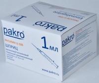 1 мл трехкомпонентный шприц Pakro инсулиновый U100 , с иглой 0,3х13, 100 шт купить в Иркутске